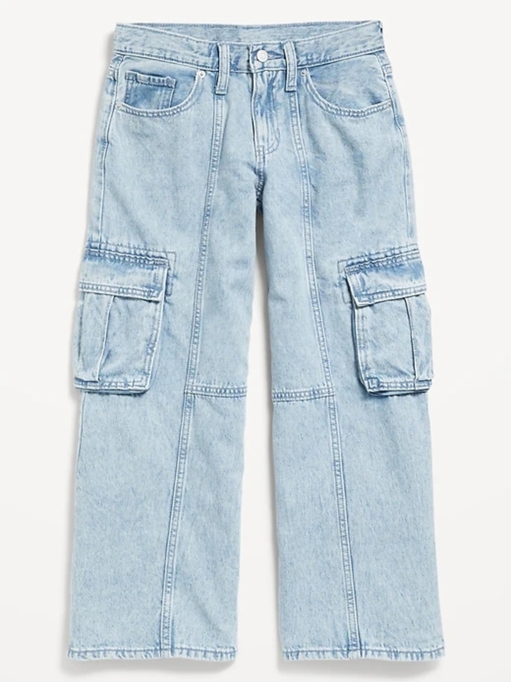 Old Navy Light Wash Wide-Leg Cargo Jeans - Kids